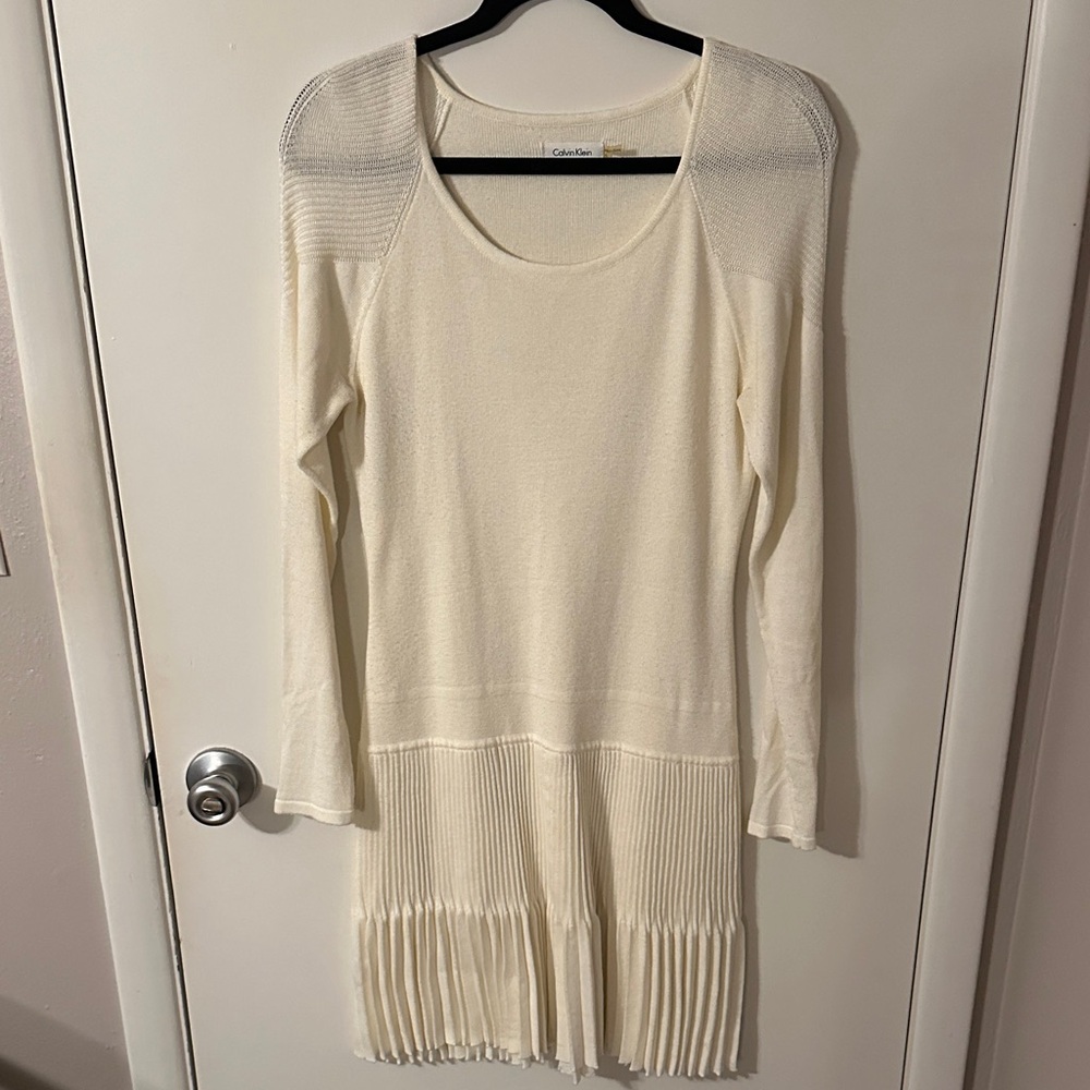 Calvin Klein Ivory Long Sleeve Knit Dress